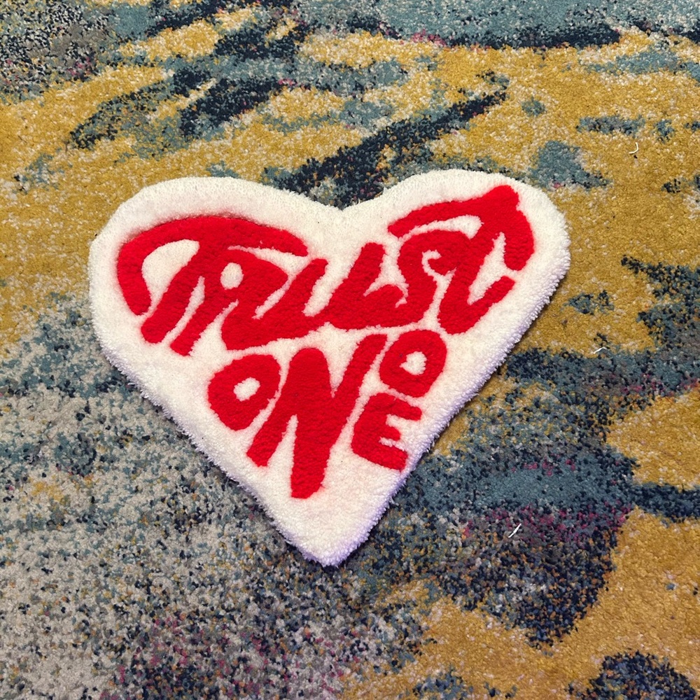 Handmade Trust One Rug - Red and White